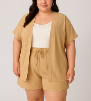 Conjunto beige G1: kimono y short