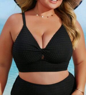 Top de bikini negro con textura 3 XL