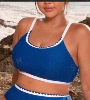 Top de bikini azul y blanco 3 XL y 4 XL