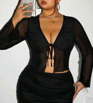 Blusa traslúcida de atar 4 XL