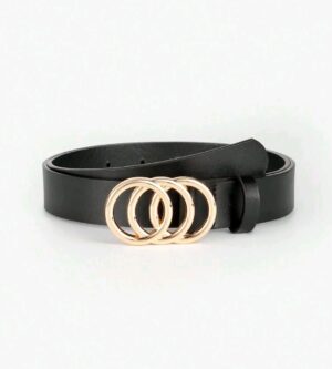 Cinto grueso con hebilla dorada: negro