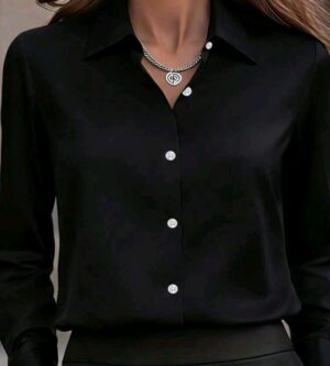 Camisa negra de satén 5 XL