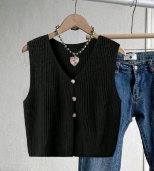 Chaleco de punto negro 3 XL