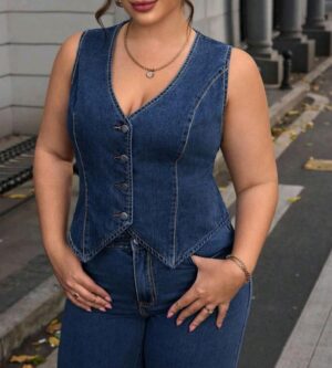 Chaleco de jean azul 4 XL