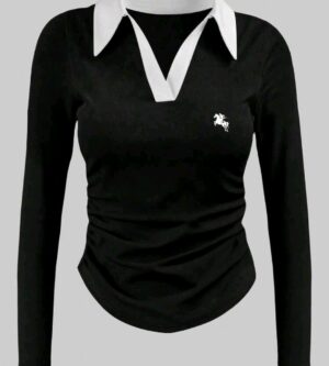Remera negra cuello polo 5 XL