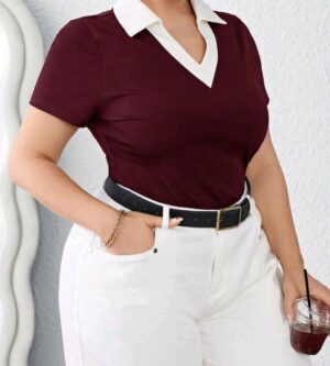 Remera tipo polo bordó 4 XL