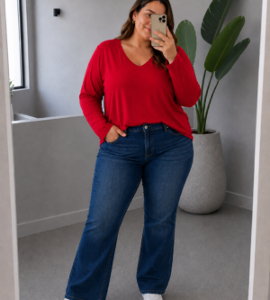 Blusa cuello V roja