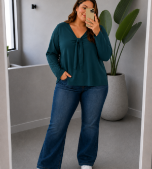 Blusa de atar verde petróleo