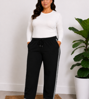 Pantalón deportivo negro con rayas blancas 3 XL y 4 XL