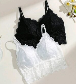 Bralette de encaje 5 XL: blanco y negro