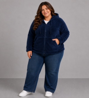 Campera teddy azul con capucha