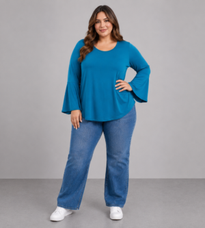 Blusa con volados verde petróleo