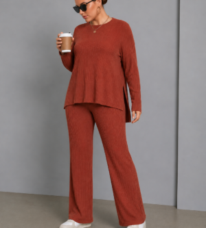 Pantalón terracota acanalado XL