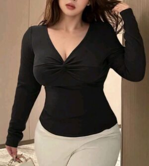 Blusa negra cruzada manga larga 3 XL
