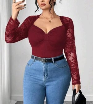 Blusa bordó con encaje 4 XL